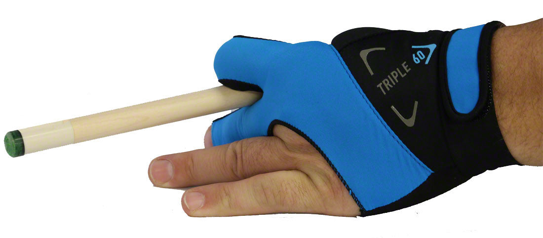 Triple 60 Left Hand Cue Glove-Blue