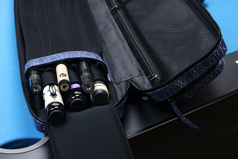 Triple 60 Margaret Styer Limited Edition 3x6 Custom Two-Tone Blue/White Leather Butterfly Soft Cue Case
