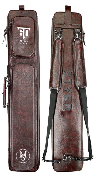Triple 60 Margaret Styer Limited Edition 3x6 Signature Two-Tone Burgundy/Red Leather Butterfly Soft Cue Case