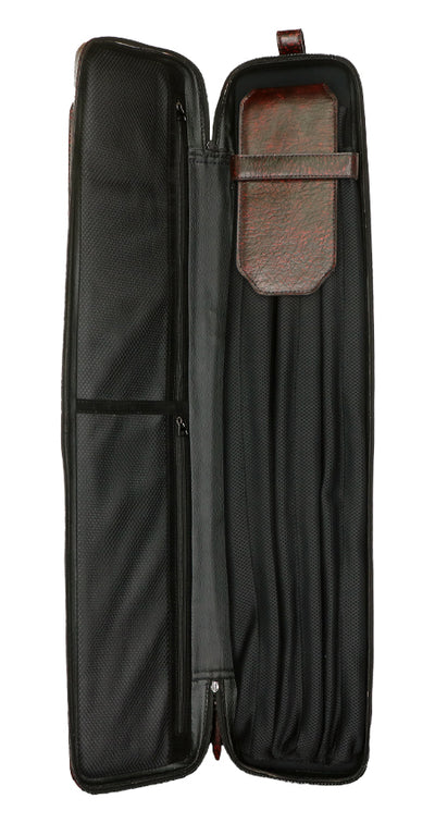 Triple 60 Margaret Styer Limited Edition 3x6 Signature Two-Tone Burgundy/Red Leather Butterfly Soft Cue Case