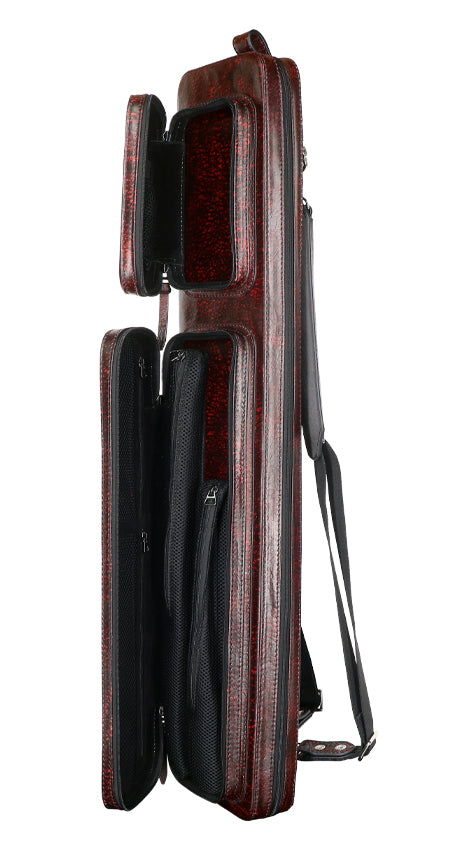 Triple 60 Margaret Styer Limited Edition 3x6 Signature Two-Tone Burgundy/Red Leather Butterfly Soft Cue Case