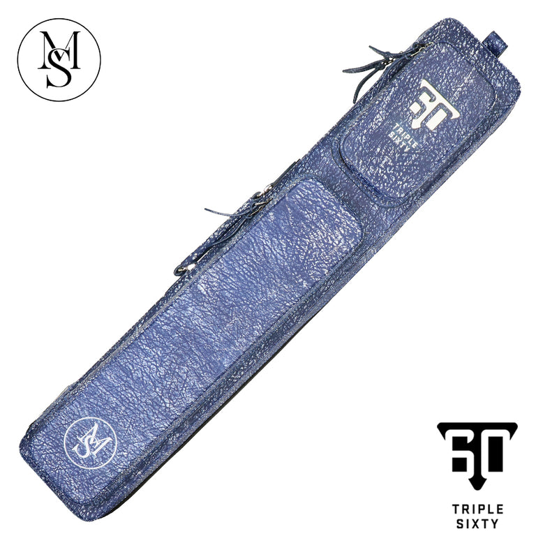 Triple 60 Margaret Styer Limited Edition 3x6 Custom Two-Tone Blue/White Leather Butterfly Soft Cue Case